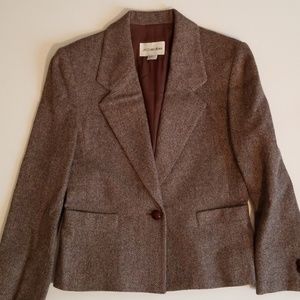 Vintage JH Collectibles Brn Herringbone Blzr, S 6